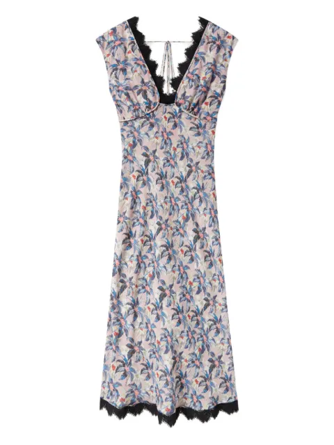 La DoubleJ Luna floral-print V-neck midi dress Pink DRE0898VIS019TRC02PU06