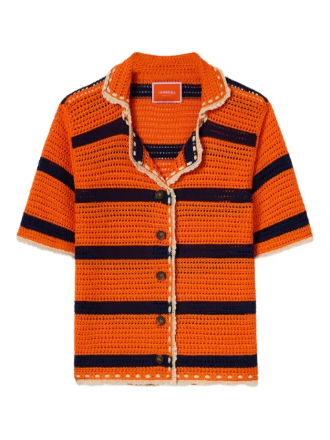 La DoubleJ Cerere striped crochet shirt Orange JAC0104KNI115VA378OR02
