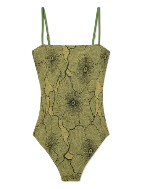 La DoubleJ floral-print swimsuit Green SWI0093JER064PRI02YE02