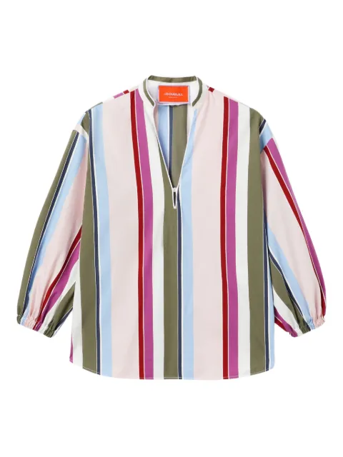 La DoubleJ Jackie striped balloon-sleeve blouse Neutrals SHI0093COT078CLB22PI01