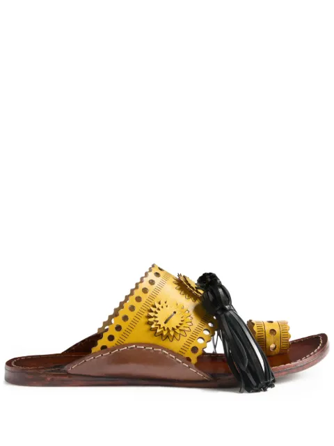 La DoubleJ tassel-embellished sandals Yellow SHO0110LEA014SOLIDYE02