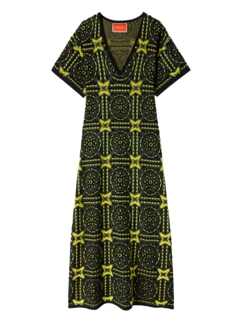La DoubleJ geometric-embroidered midi dress Green DRE0938KNI160VA373GR02