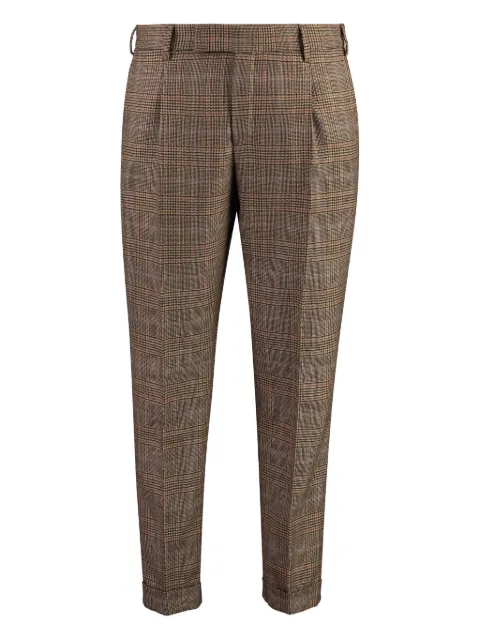 PT Torino pleated checked trousers Brown CORFZAZ40FWDCX34