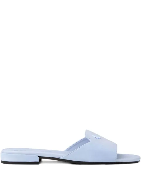 Jimmy Choo Dina logo-embellished suede flat sandals Blue DINAFLATSUE