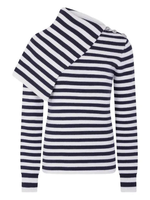 Rabanne asymmetrical striped sweater Blue 25AMPU044ML0285