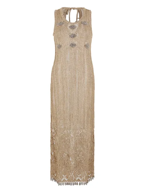 Rabanne crochet midi dress Neutrals 25AMRO140ML0317