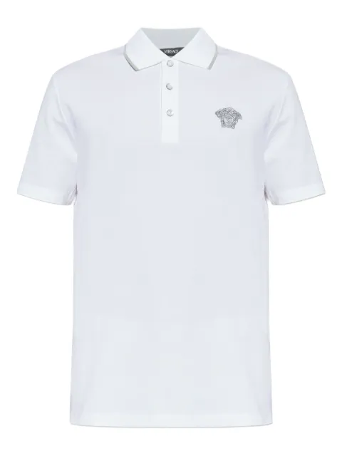 Versace logo-embroidered polo shirt White 10139061A14975