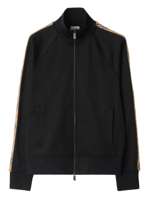 Burberry check trim cotton blend track jacket Black 8110563