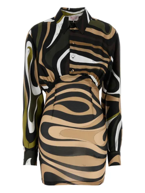 PUCCI abstract print cinched shirt dress Green 5HRG135H761