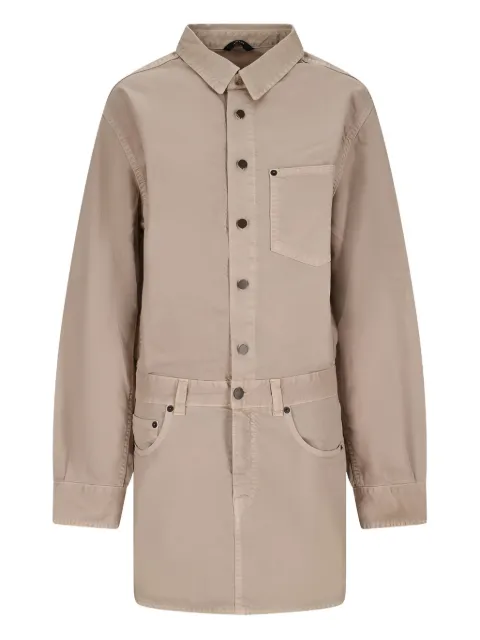 Destin cotton-linen blend mini shirt dress Neutrals HEW10034GF146PT