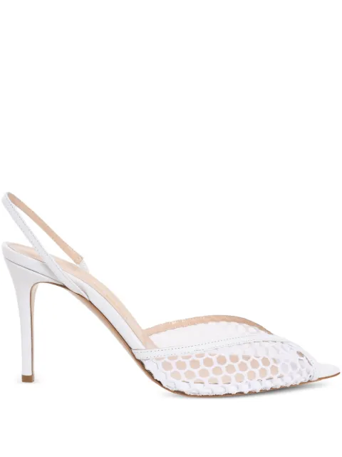 Andrea Wazen 85mm Katy net sling pumps White KATSL085LNEWHIPS25