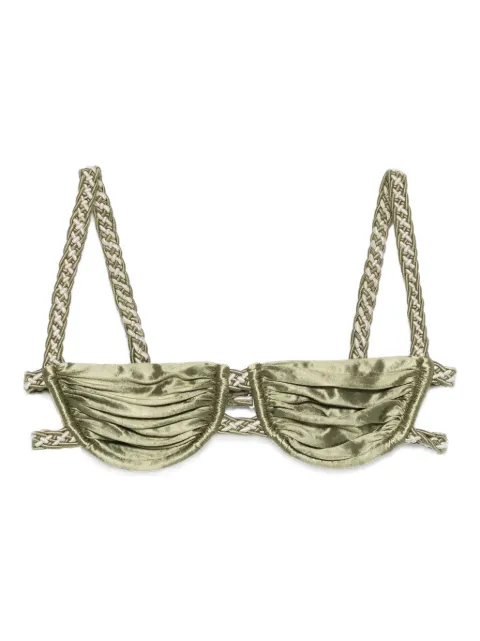 Isa Boulder braided bikini top Green WST23