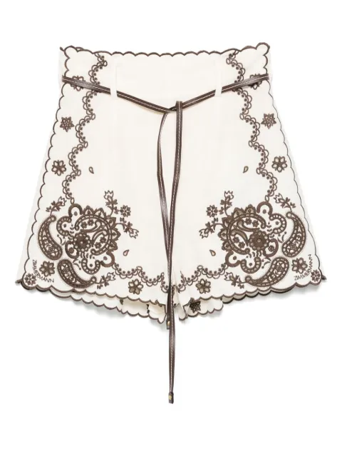 ZIMMERMANN Ascension embroidered shorts Neutrals 3289ASS253
