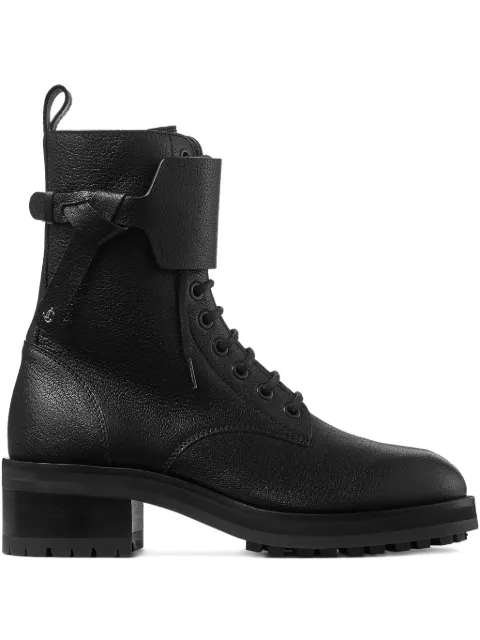 Jimmy Choo Rosabel leather lace-up combat boots Black ROSABELFLATGBX