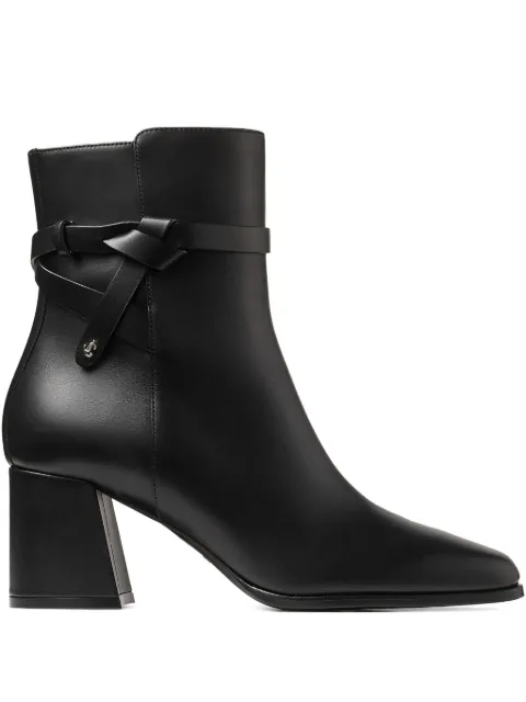 Jimmy Choo Lawton 65mm braided-strap block-heel boots Black LAWTONAB65CLF