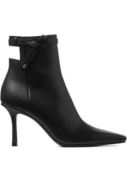 Jimmy Choo Camie knotted-strap leather ankle boots Black CAMIEAB85KVX