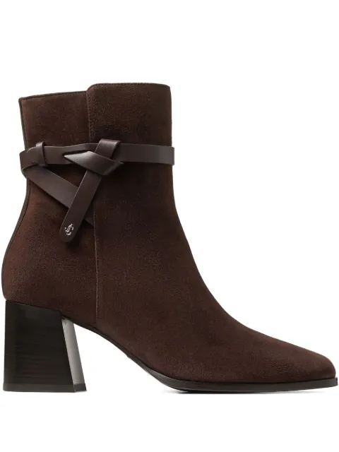 Jimmy Choo Lawton 65mm knotted-strap leather boots Brown LAWTONAB65ALR