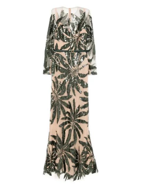 Elie Saab embroidered tulle maxi dress Green D0597NS25YA029