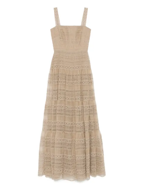 Elie Saab embroidered organza maxi dress Neutrals D0605NS25ORE01