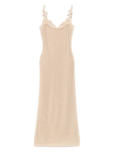 Elie Saab floral-appliqué mesh dress Neutrals D0568ES25CK005