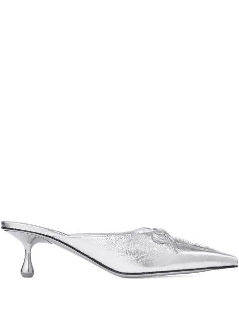 Jimmy Choo 50mm Scarlett lace-up pointed-toe mules Silver SCARLETTMULE50BYK