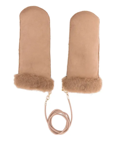 Max Mara faux-shearling trimmed mittens Brown SAND