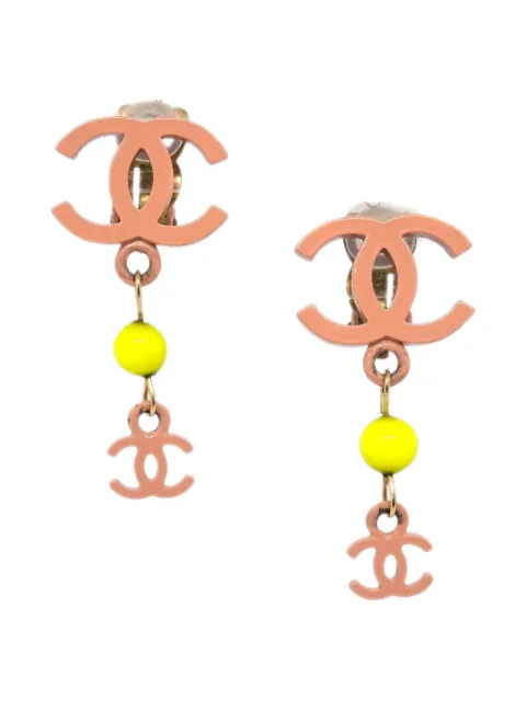 CHANEL Pre-Owned 2003 CC logo clip-on earrings Pink ER164828