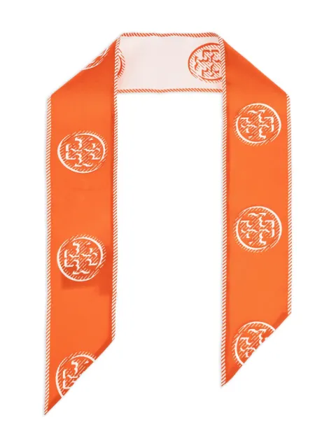 Tory Burch printed silk neck scarf Orange 174863