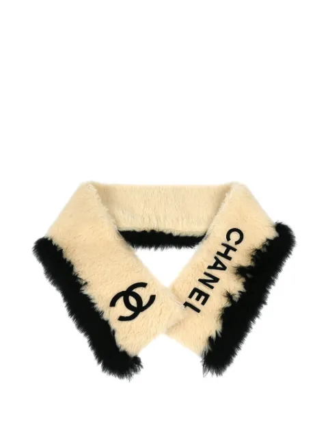CHANEL Pre-Owned 1990-2000s Interlocking-CC scarf Neutrals S175838