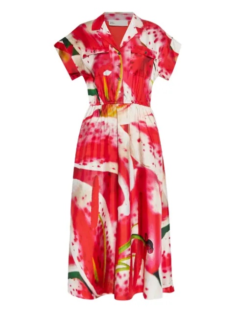 Tory Burch graphic-print midi dress Pink 159728