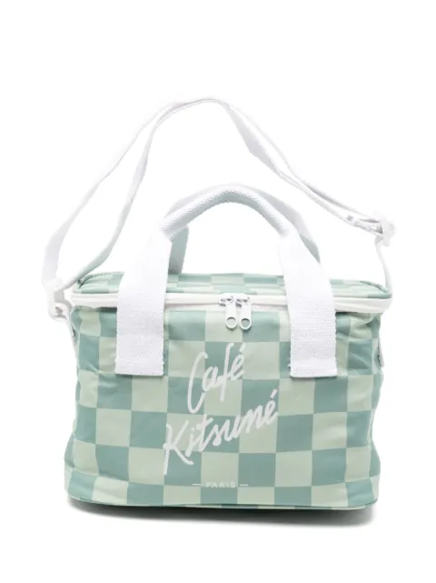 CAFÉ KITSUNÉ checkerboard cooler bag Green OU08202WB0035