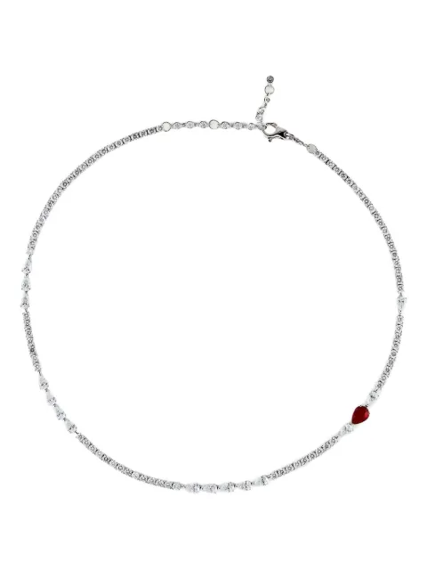 Jewels Aficionado 18K white gold diamond and ruby necklace Silver JAN10NWG