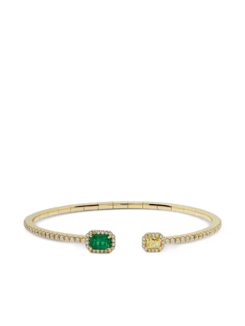 Jewels Aficionado 18K yellow gold diamond and emerald bangle bracelet Gold JAB30EYG