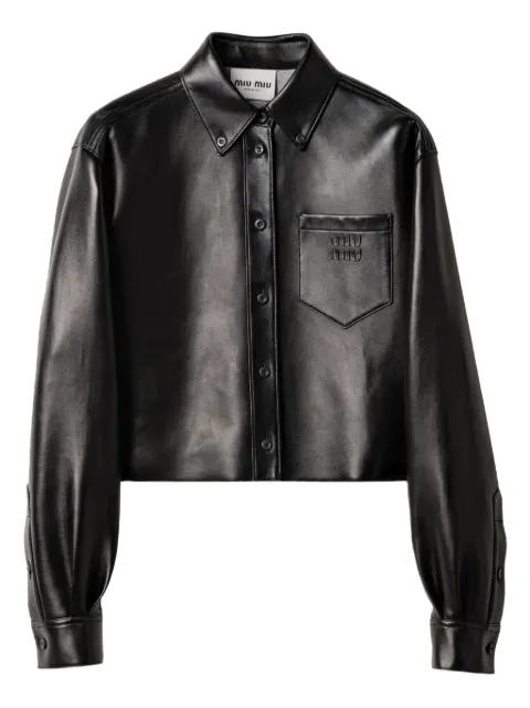 Miu Miu Plongé leather shirt jacket Black MPC200SOOO17NH