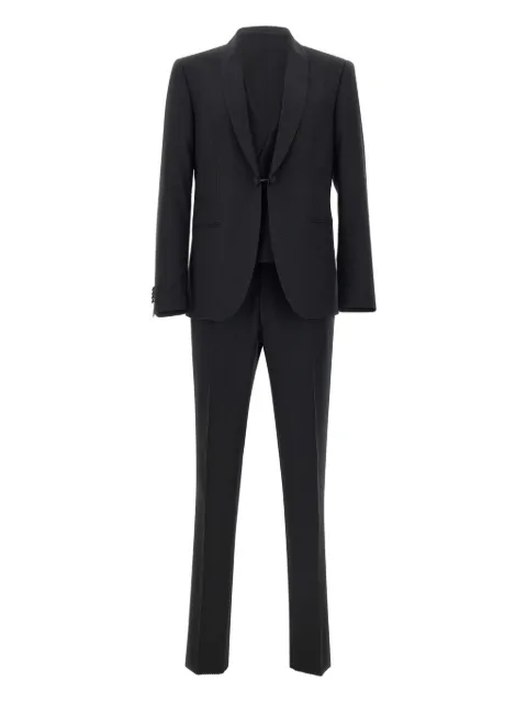 Corneliani satin-trim three-piece suit Black 258T5325982360208R