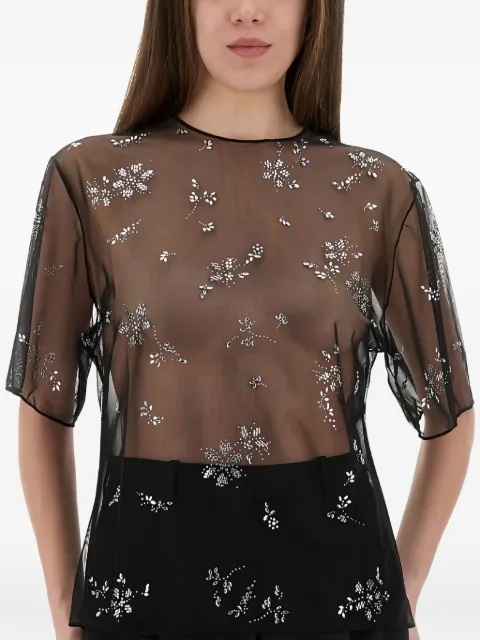 Rabanne crystal-embellished sheer top Black 25ACTO113PA0210