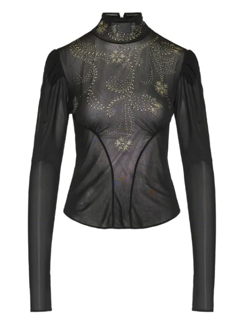 Rabanne beaded long-sleeved top Black 25AJTO136VI0412