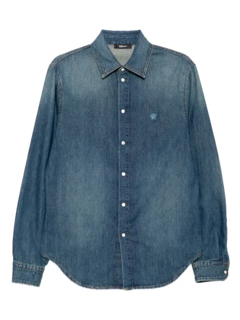 Versace embroidered-logo shirt Blue 10207011A15022