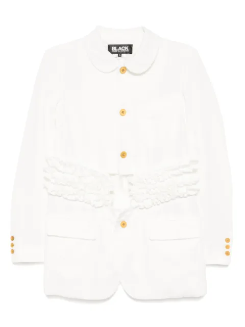 Black Comme Des Garçons ruffle-trim jacket White 1OJ0260521