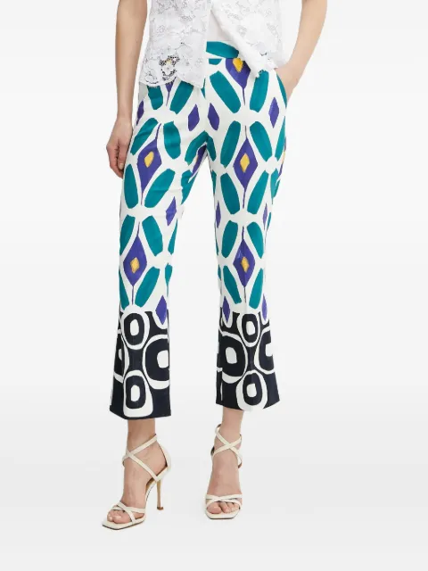 LUISA SPAGNOLI abstract-print flared trousers Blue 542057