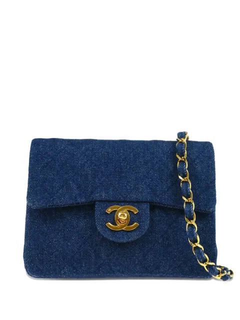 CHANEL Pre-Owned 1990 mini Classic Square Flap 17 shoulder bag Blue 1694515