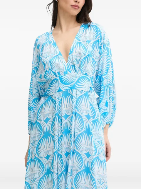 Melissa Odabash leaf-print pleated maxi dress Blue MOCECILIA