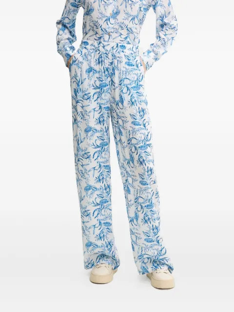 Melissa Odabash leaf-print trousers Blue MOOLIVIA