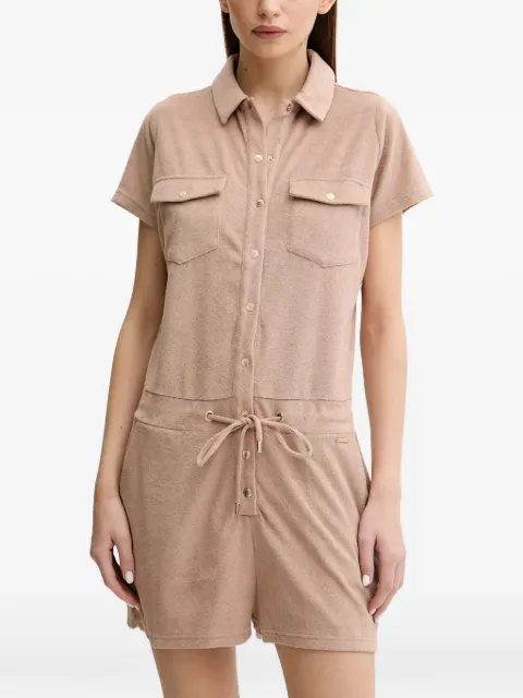 Melissa Odabash Cheryl buttoned drawstring playsuit Neutrals MOCHERYL