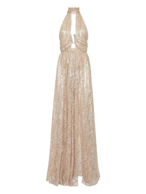 Philipp Plein lace piercing long dress Neutrals AADCWRG3263PTE003N