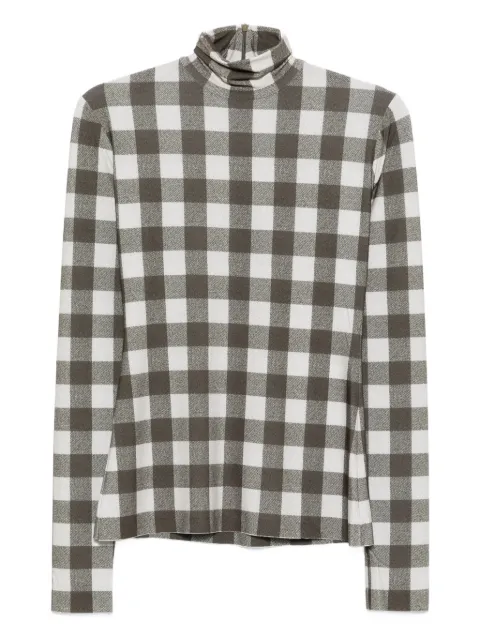 Norma Kamali checked turtleneck top Green KK3256PL041680