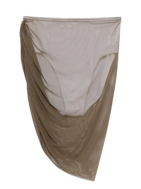 Norma Kamali Diana draped mesh mini skirt Green ST325ZMS288867
