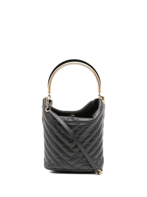 CHANEL Pre-Owned 2018-2019 Quilted Chevron Lambskin Handle with Chic bucket bag Black 4AWA39CWDKMKVK3P