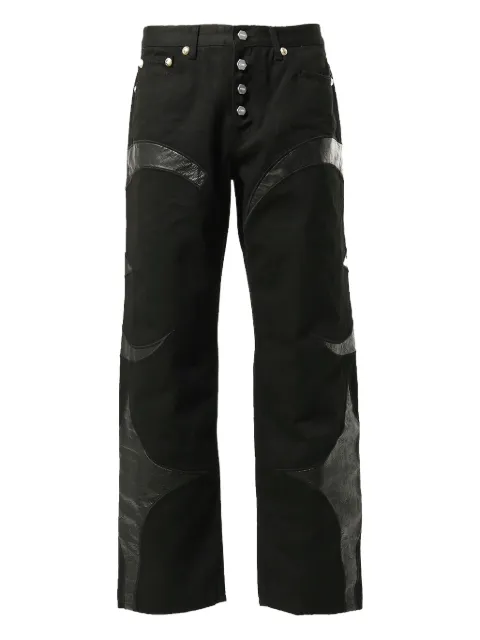 THUG CLUB leather washing jeans Black TC23PT0903