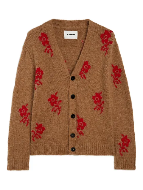 Jil Sander flower intarsia-knit cardigan Brown J02HP0045J14786